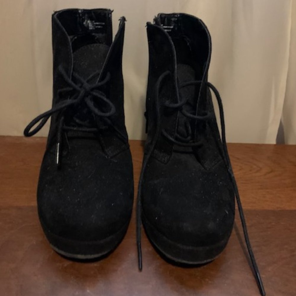 Black Suede Wedge Boot